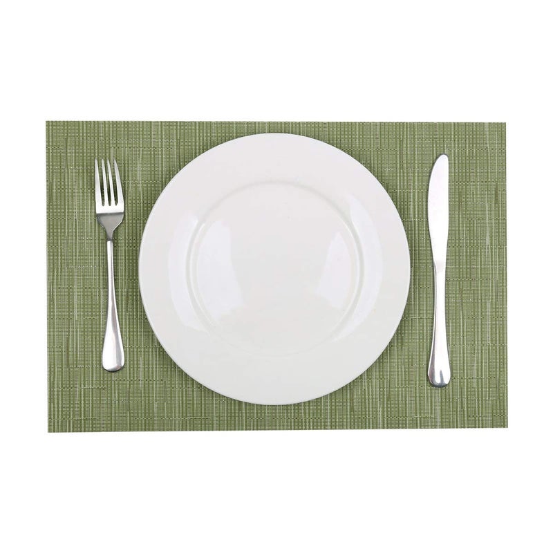 SHACOS Placemats Set of 6 Woven Vinyl Place Mats for Dining Table Wipe Clean Non Slip Christmas Table Mats (6, Olive Green) - Image 3